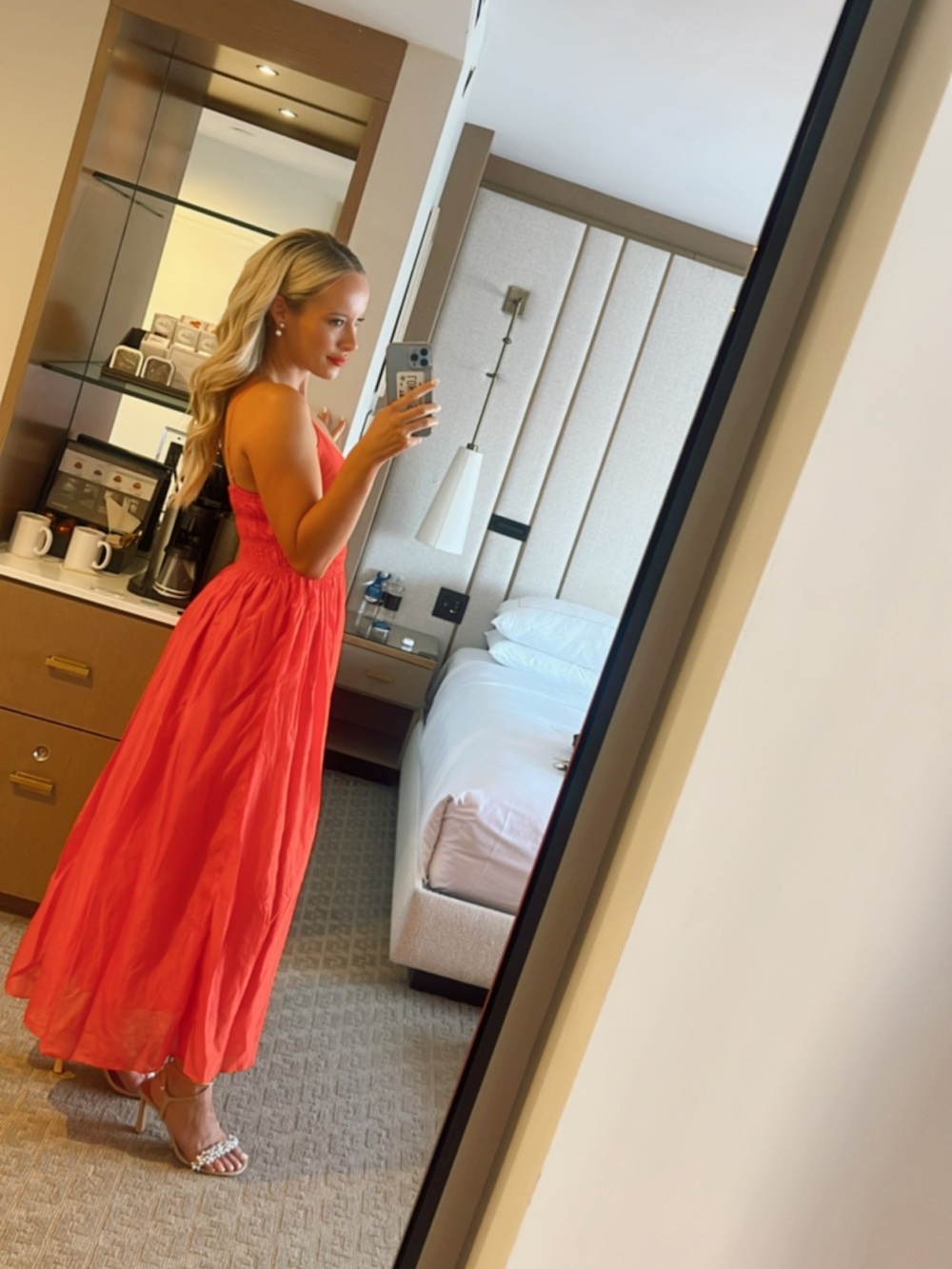 Moon River Red Spaghetti Strap Maxi Dress